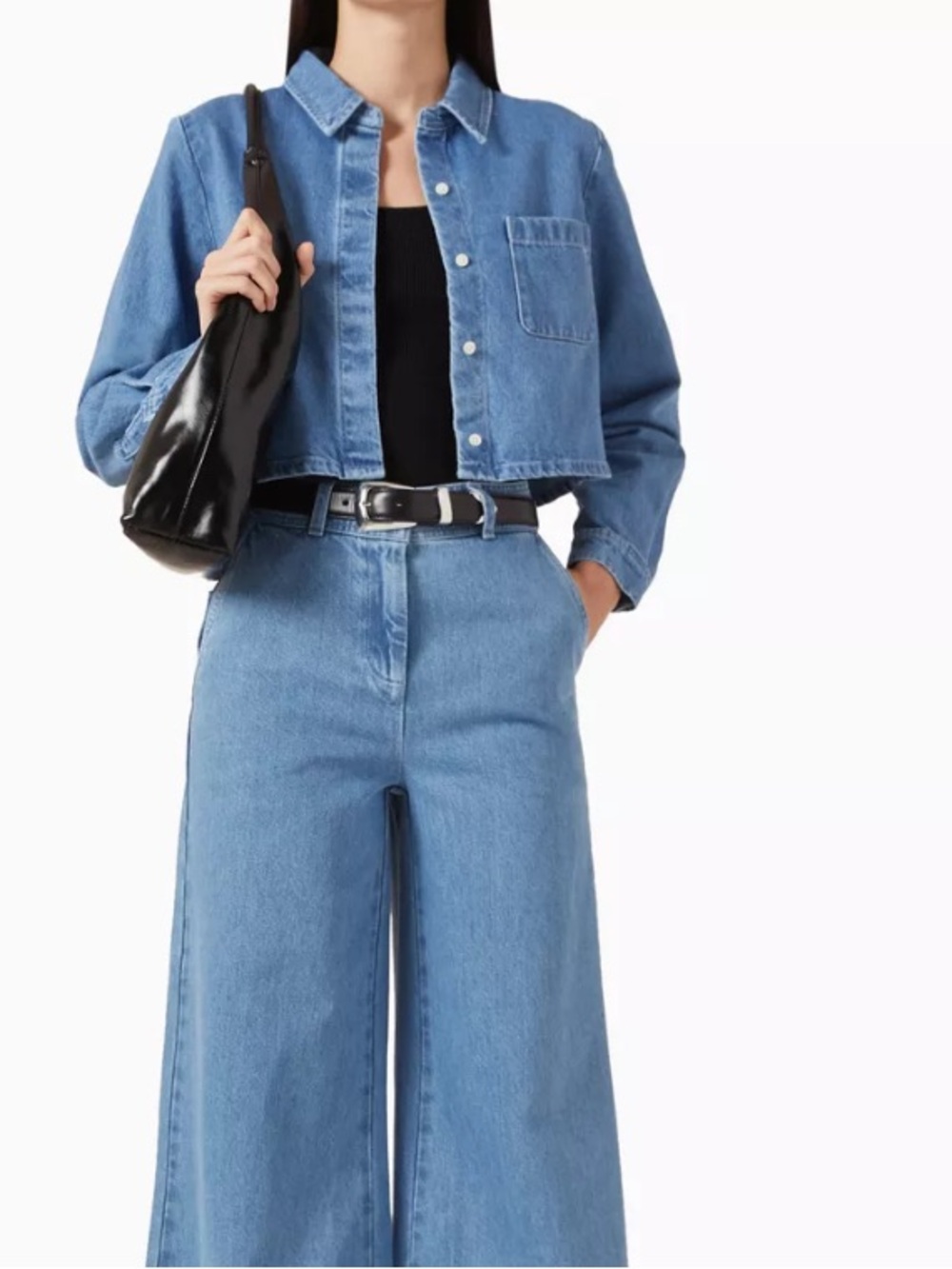 TOCCIN Jilly Cropped Shirt in Denim